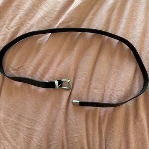 Madewell Black Leather Belt with Silver Buckle